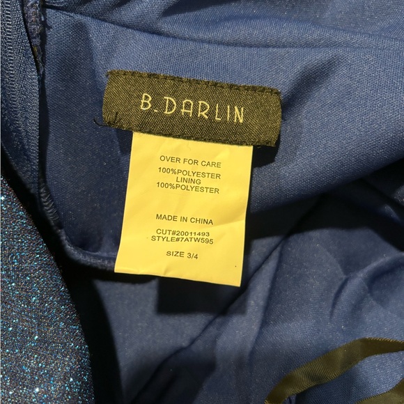 B Darlin JUNIOR SIZE 3/4 Navy Blue dress - Picture 3 of 4
